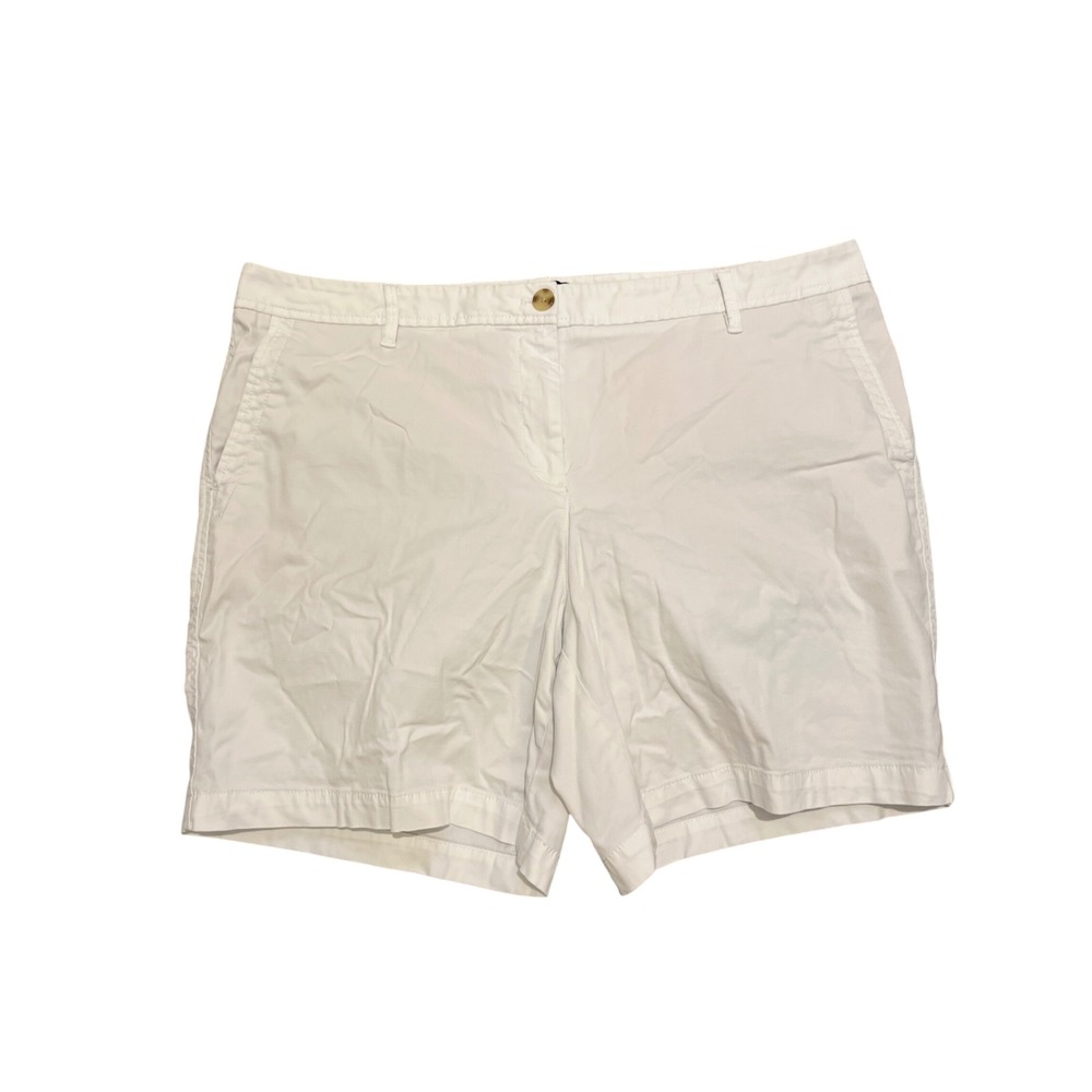 Talbots Shorts Women's Size 16 White 7" Inseam Relaxed Chino‎ Cotton Blend